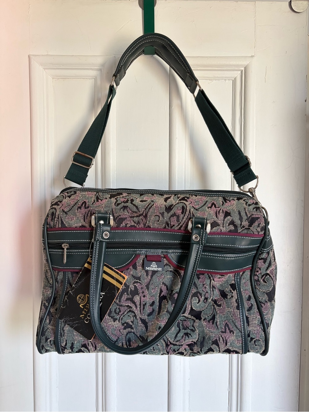 NWT Deadstock Vintage McBrine Tapestry Carry On Luggage Bag with Paisley Pattern